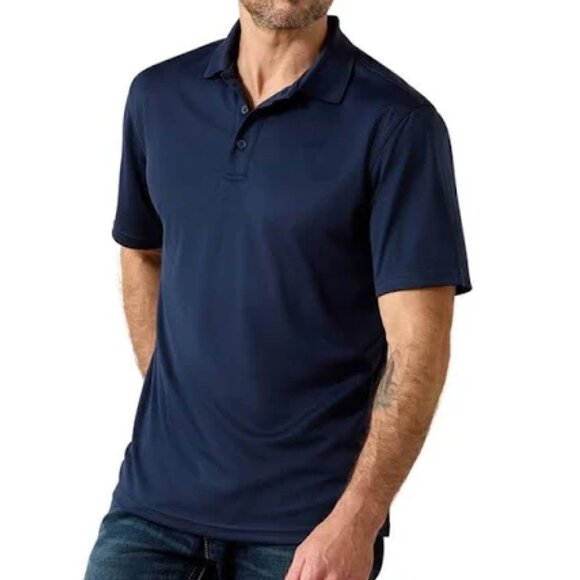 Ariat Tek Navy Blue Short Sleeve Polo Shirt Style 10009063 L - Picture 1 of 13
